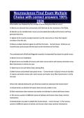 Neuroscience Final Exam Multiple Choice with correct answers 100&percnt; 2026