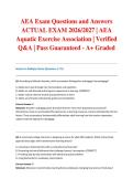 AEA Exam Questions and Answers ACTUAL EXAM 2026&sol;2027 &vert; AEA Aquatic Exercise Association &vert; Verified Q&A &vert; Pass Guaranteed - A&plus; Graded