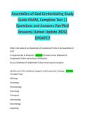 Assemblies of God Credentialing Study Guide EXAM&comma; Complete Test &vert;&vert; &NewLine;Questions and Answers &lpar;Verified Answers&rpar; &lpar;Latest Update 2026&rpar; UPDATE&excl;&excl; 