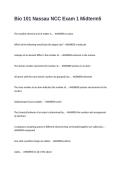 Bio 101 Nassau NCC Exam 1 Midterm Questions & Answers