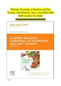 Williams' Essentials of Nutrition and Diet Therapy 13th Edition by Joyce Ann Gilbert PhD RDN &lpar;Author&rpar; &vert; Chapter-Based Questions & Answers Study Resource
