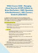 WGU Course C838 - Managing Cloud Security &lpar;CCSP&rpar; Q-Bank by Brian MacFarlane &vert; 1000&plus; Questions & Verified Answers &vert; 100&percnt; Correct &vert; Grade A &lpar;2026&sol;2027&rpar;&NewLine;&NewLine;