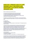 NURS 552-1 PRIMARY HEALTH CARE NURSING ADULT MIDTERM EXAM QUESTIONS & ACCURATE PASSED ANSWERS 100&percnt;