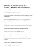 Neonatal Nurse Practitioner NCC EXAM QUESTIONS AND ANSWERS