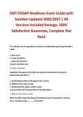 EMT FISDAP Readiness Exam Guide with Solution Updated 2026&sol;2027 &vert; All Versions Included Package&comma; 100&percnt; Satisfaction Guarantee&comma; Complete Test Bank