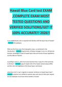 Hawaii Blue Card test EXAM &comma;COMPLETE EXAM MOST TESTED QUESTIONS AND VERIFIED SOLUTIONS&sol;GET IT 100&percnt; ACCURATE&excl;&excl; 2026&excl;&excl; 