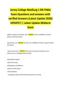 Jersey College MedSurg 1 RN FINAL Exam Questions and answers with &NewLine;verified Answers &lpar;Latest Update 2026&rpar; UPDATE&excl;&excl; &vert; Latest Update Midterm &NewLine;Exam 