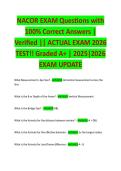 NACOR EXAM Questions with 100&percnt; Correct Answers &vert; Verified &vert;&vert; ACTUAL EXAM 2026 TEST&excl;&excl; Graded A&plus; &vert; 2025&vert;2026 EXAM UPDATE 