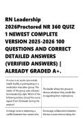 RN Leadership 2026Proctored NR 360 QUIZ 1 NEWEST COMPLETE VERSION 2025-2026 100 QUESTIONS AND CORRECT DETAILED ANSWERS &lpar;VERIFIED ANSWERS&rpar; &vert; ALREADY GRADED A&plus;&period;