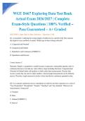 WGU D467 Exploring Data Test Bank Actual Exam 2026&sol;2027 &vert; Complete Exam-Style Questions &vert; 100&percnt; Verified &ndash; Pass Guaranteed &ndash; A&plus; Graded&NewLine;&NewLine;