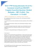 WGU C790 Nursing Informatics OA & Pre-Assessment Actual Exam 2026&sol;2027 &vert; Complete Exam-Style Questions &vert; Detailed Rationales &ndash; 100&percnt; Verified &ndash; Pass Guaranteed &ndash; A&plus; Graded&NewLine;&NewLine;
