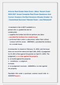 Arizona Real Estate State Exam &vert;&vert; Most  Recent Exam &NewLine;2026-2027 Actual Complete Real Exam Questions And &NewLine;Correct Answers &lpar;Verified Answers&rpar; Already Graded  A&plus; &NewLine;&vert; Guaranteed Success&excl;&excl; Newest Exam &vert; Just Released&excl;&excl;