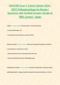 NSG3280 Exam 2 &lpar;Latest Update 2026 &sol; 2027&rpar; Pathophysiology for Nurses I Questions with Verified Answers &lbrace;Grade A&rcub; 100&percnt; Correct - Galen&NewLine;&NewLine;&NewLine;