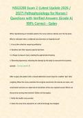 NSG3280 Exam 2 &lpar;Latest Update 2026 &sol; 2027&rpar; Pathophysiology for Nurses I Questions with Verified Answers &lbrace;Grade A&rcub; 100&percnt; Correct - Galen&NewLine;&NewLine;&NewLine;