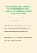 NSG3280 Exam 1 &lpar;Latest Update 2026 &sol; 2027&rpar; Pathophysiology for Nurses I Questions with Verified Answers &lbrace;Grade A&rcub;100&percnt; Correct - Galen&NewLine;&NewLine;