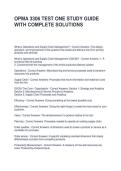OPMA 3306 TEST ONE STUDY GUIDE WITH COMPLETE SOLUTIONS