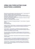 OPMA 3306 FORECASTING EXAM QUESTIONS & ANSWERS