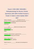 Exam 2&colon; NSG 3280 &sol; NSG3280 &vert;Pathophysiology for Nurses  Exam&vert; Questions with 100&percnt; Verified Answers &vert; Grade A &vert; Galen &vert; Latest Update 2026 &sol; 2027