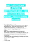ONS CHEMOTHERAPY BIOTHERAPY CERTIFICATION 2025 &vert; 150&plus; Questions & Detailed Answers &vert; Pass Guaranteed - A&plus; Graded
