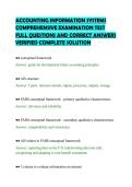 ACCOUNTING INFORMATION SYSTEMS&NewLine;COMPREHENSIVE EXAMINATION TEST&NewLine;FULL QUESTIONS AND CORRECT ANSWERS&NewLine;VERIFIED COMPLETE SOLUTION&NewLine;