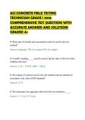 ACI CONCRETE FIELD TESTING&NewLine;TECHNICIAN GRADE I 2026&NewLine;COMPREHENSIVE TEST QUESTIONS WITH&NewLine;ACCURATE ANSWERS AND SOLUTIONS&NewLine;GRADED A&plus;