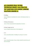 ACI CONCRETE FIELD TESTING&NewLine;TECHNICIAN GRADE I 2026 PRACTICE&NewLine;TEST QUESTIONS WITH EXPERT VERIFIED&NewLine;SOLUTIONS GRADED A&plus;