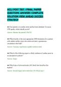 ACLS POST TEST 1 FINAL PAPER&NewLine;QUESTIONS ANSWERS COMPLETE&NewLine;SOLUTION VIEW AHEAD SUCCESS&NewLine;STRATEGY&NewLine;