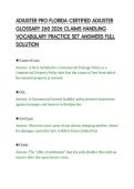ADJUSTER PRO FLORIDA CERTIFIED ADJUSTER&NewLine;GLOSSARY 260 2026 CLAIMS HANDLING&NewLine;VOCABULARY PRACTICE SET ANSWERS FULL&NewLine;SOLUTION&NewLine;