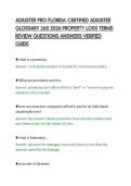 ADJUSTER PRO FLORIDA CERTIFIED ADJUSTER&NewLine;GLOSSARY 260 2026 PROPERTY LOSS TERMS&NewLine;REVIEW QUESTIONS ANSWERS VERIFIED&NewLine;GUIDE&NewLine;