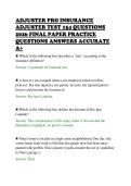 ADJUSTER PRO INSURANCE&NewLine;ADJUSTER TEST 154 QUESTIONS&NewLine;2026 FINAL PAPER PRACTICE&NewLine;QUESTIONS ANSWERS ACCURATE&NewLine;A&plus;&NewLine;