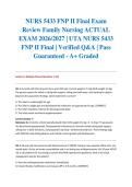 NURS 5433 FNP II Final Exam Review Family Nursing ACTUAL EXAM 2026&sol;2027 &vert; UTA NURS 5433 FNP II Final &vert; Verified Q&A &vert; Pass Guaranteed - A&plus; Graded