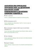 ADJUSTER PRO INSURANCE&NewLine;ADJUSTER TEST 154 QUESTIONS&NewLine;2026 STUDY GUIDE&NewLine;COMPREHENSIVE QUESTIONS&NewLine;ANSWERS VERIFIED A&plus;&NewLine;