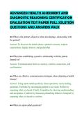 ADVANCED HEALTH ASSESSMENT AND&NewLine;DIAGNOSTIC REASONING CERTIFICATION&NewLine;EVALUATION TEST PAPER FULL SOLUTION&NewLine;QUESTIONS AND ANSWERS PACK&NewLine;