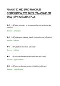 ADVANCED MED SURG PRINCIPLES&NewLine;CERTIFICATION TEST PAPER 2026 COMPLETE&NewLine;SOLUTIONS GRADED A PLUS&NewLine;