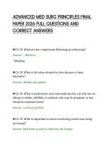 ADVANCED MED SURG PRINCIPLES FINAL&NewLine;PAPER 2026 FULL QUESTIONS AND&NewLine;CORRECT ANSWERS&NewLine;