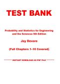Test Bank for Probability and Statistics for Engineering and the Sciences&comma; 9th Edition by Jay Devore &vert; Chapters 1&ndash;16 &vert; Instant PDF Download