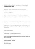 Artificial Intelligence Exam 1 &ndash; Foundations of AI Concepts and Introductory Study Guide