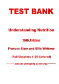 Test Bank for Understanding Nutrition&comma; 16th Edition &vert; Whitney & Rolfes &vert; Chapters 1&ndash;20 &vert; Instant PDF Download