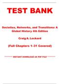 TEST BANK for Societies&comma; Networks&comma; and Transitions&colon; A Global History&comma; 4th Edition by Craig A&period; Lockard &vert; Chapters 1&ndash;31 &vert; Instant PDF Download