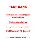 Test Bank Psychology&colon; Frontiers and Applications&comma; 7th Canadian Edition &vert; Passer&comma; Smith&comma; Atkinson & Mitchell &vert; Chapters 1&ndash;17 &vert; Instant PDF Download
