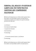 ESSENTIAL CELL BIOLOGY 4TH EDITION BY&NewLine;ALBERTS 2026 TEST PAPER PRACTICE&NewLine;QUESTIONS AND COMPREHENSIVE&NewLine;SOLUTION SET