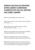 ESSENTIAL PRACTICES FOR SUPPORTING&NewLine;DIVERSE LEARNERS COMPREHENSIVE&NewLine;EXAMINATION TEST 2026 FULL QUESTIONS&NewLine;AND CORRECT ANSWERS