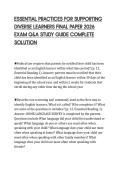 ESSENTIAL PRACTICES FOR SUPPORTING&NewLine;DIVERSE LEARNERS FINAL PAPER 2026&NewLine;EXAM Q&A STUDY GUIDE COMPLETE&NewLine;SOLUTION&NewLine;&NewLine;