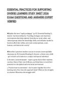 ESSENTIAL PRACTICES FOR SUPPORTING&NewLine;DIVERSE LEARNERS STUDY SHEET 2026&NewLine;EXAM QUESTIONS AND ANSWERS EXPERT&NewLine;VERIFIED&NewLine;
