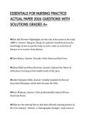 ESSENTIALS FOR NURSING PRACTICE&NewLine;ACTUAL PAPER 2026 QUESTIONS WITH&NewLine;SOLUTIONS GRADED A&plus;