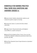 ESSENTIALS FOR NURSING PRACTICE&NewLine;FINAL PAPER 2026 QUESTIONS AND&NewLine;ANSWERS GRADED A&plus;&NewLine;