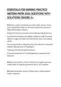 ESSENTIALS FOR NURSING PRACTICE&NewLine;MIDTERM PAPER 2026 QUESTIONS WITH&NewLine;SOLUTIONS GRADED A&plus;