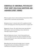 ESSENTIALS OF ABNORMAL PSYCHOLOGY&NewLine;STUDY SHEET 2026 EXAM QUESTIONS AND&NewLine;ANSWERS EXPERT VERIFIED&NewLine;
