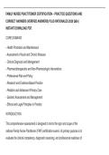 FAMILY NURSE PRACTITIONER CERTIFICATION &ndash; PRACTICE QUESTIONS AND&NewLine;CORRECT ANSWERS &lpar;VERIFIED ANSWERS&rpar; PLUS RATIONALES 2026 Q&A &vert;&NewLine;INSTANT DOWNLOAD PDF&period;