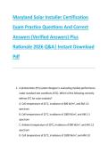 Maryland Solar Installer Certification &NewLine;Exam Practice Questions And Correct &NewLine;Answers &lpar;Verified Answers&rpar; Plus &NewLine;Rationale 2026 Q&A&vert; Instant Download &NewLine;Pdf 